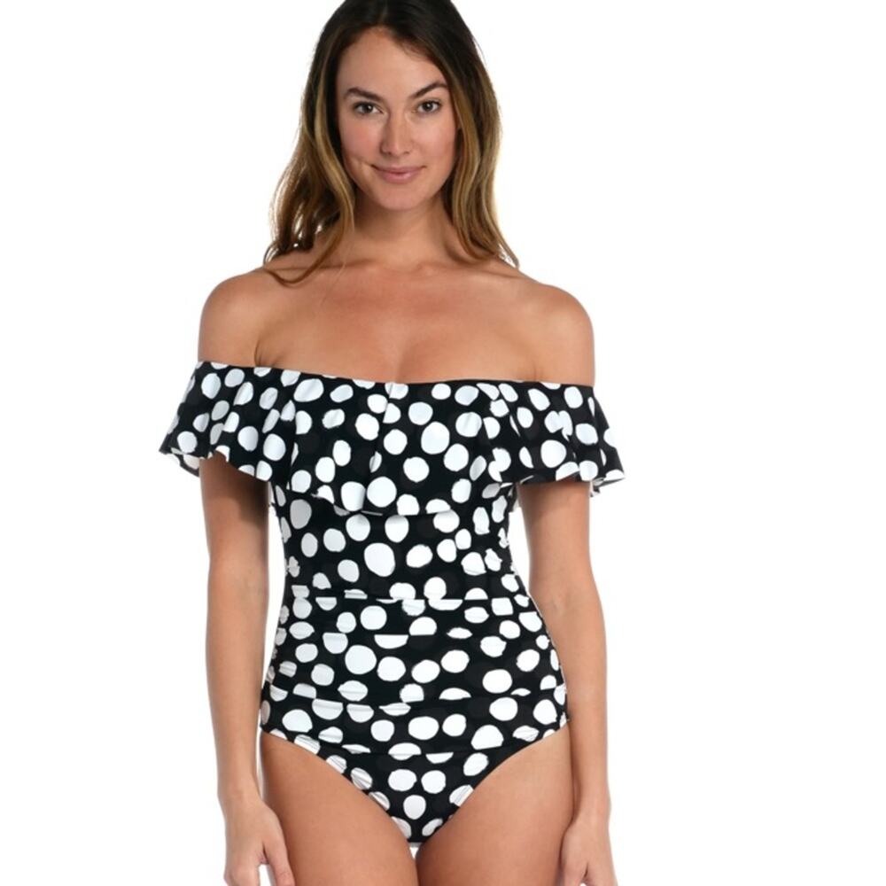 La Blanca Mod For Dot Off the Shoulder One Piece Swimsuit
